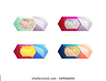 Set of vector shiny blank boxes for your content. Abstract geometric elements suitable for text or infographics
