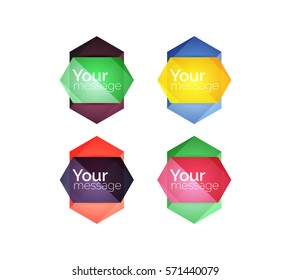 Set of vector shiny blank boxes for your content. Abstract geometric elements suitable for text or infographics