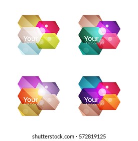 Set of vector shiny blank boxes for your content. Abstract geometric elements suitable for text or infographics