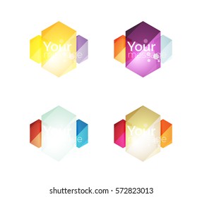 Set of vector shiny blank boxes for your content. Abstract geometric elements suitable for text or infographics