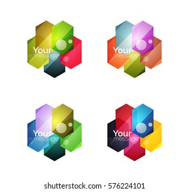 Set of vector shiny blank boxes for your content. Abstract geometric elements suitable for text or infographics