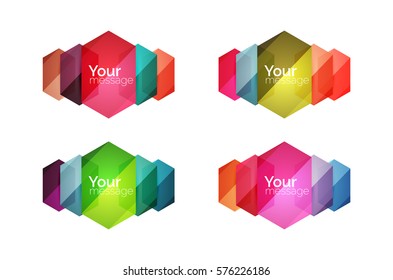 Set of vector shiny blank boxes for your content. Abstract geometric elements suitable for text or infographics