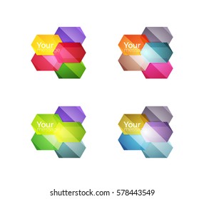 Set of vector shiny blank boxes for your content. Abstract geometric elements suitable for text or infographics