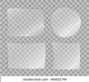 Set of vector shiny glass panels for your text or design isolated on transparent background