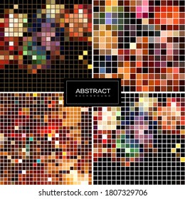 Conjunto de fondo de mosaico brillante vectorial.Resumen de fondo cuadrado de mosaico dorado. Colección de fondos resplandecientes abstractos.