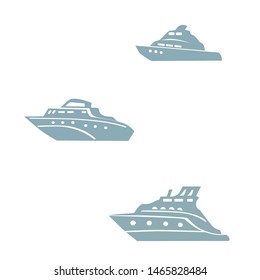 set of vector ship silhouette, icons of yachts and cruise liners, warships in parade isolated on white background, print for t-shirts eps 10 shadow