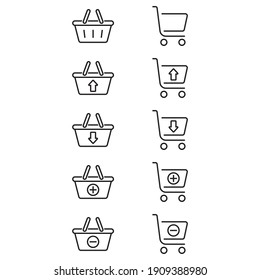 Conjunto de iconos del carro de la compra de vectores