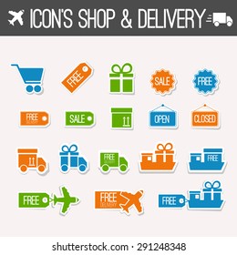 Set of vector shopping and delivery icons