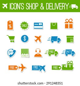 Set of vector shopping and delivery icons