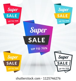 Set of vector shopping lables in different color variations. Vector design elements