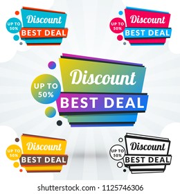 Set of vector shopping lables in different color variations. Vector design elements