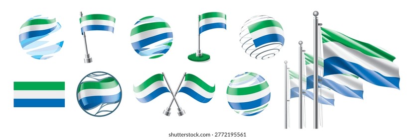 A set of vector Sierra Leonean flags of different designs
