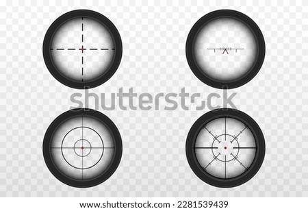 Set of vector sights on an isolated transparent background. Crosshair png. Weapon, sniper rifle. Icon set png.