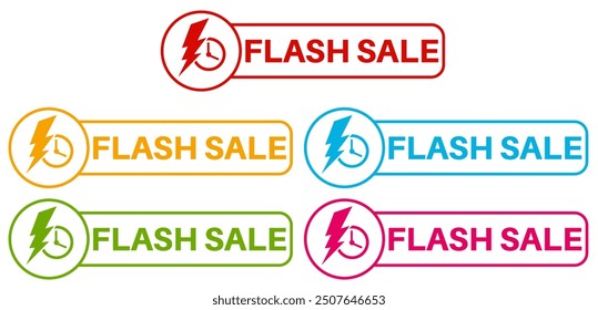 set vector sign flash sale icon stickers. Discount offer promo template label design illustration