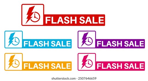 set vector sign flash sale icon stickers. Discount offer promo template label design illustration