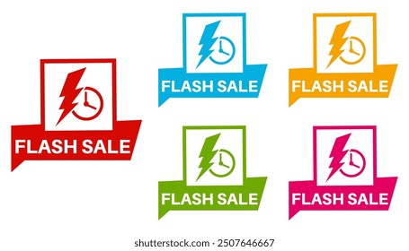 set vector sign flash sale icon stickers. Discount offer promo template label design illustration