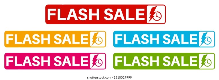 set vector sign flash sale icon stickers. Discount offer promo template label design illustration