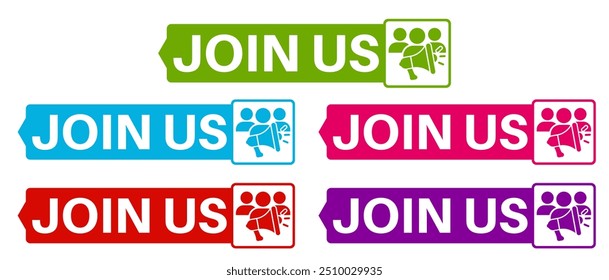 set vector sign join us icon. job open vacancy template banner label design illustration