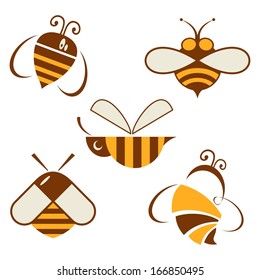 set of vector signs bee. apiary