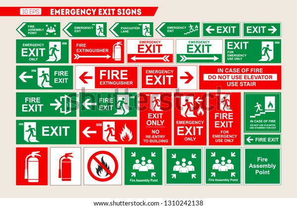 Set Vector Signs Emergency Exit Fire Stock Vector (Royalty Free) 1310242138