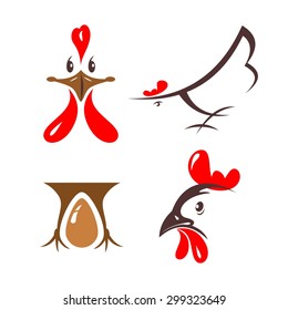 Set of vector signs and symbols hen and chicken