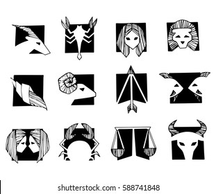 set of vector signs of the zodiac