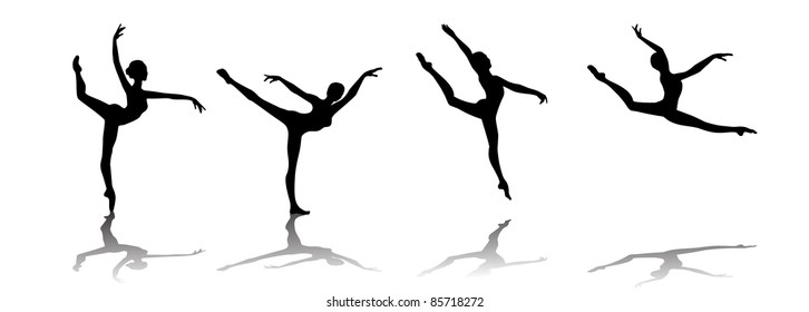 set vector silhouette of a  ballerina