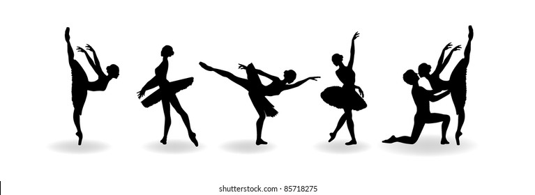 set vector silhouette of a  ballerina