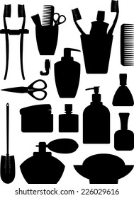 Set of vector silhouette of bathroom accessories