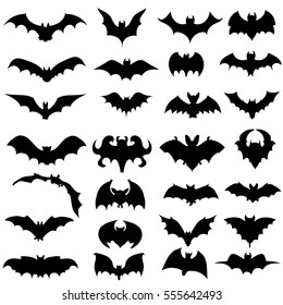 set, vector, silhouette bats