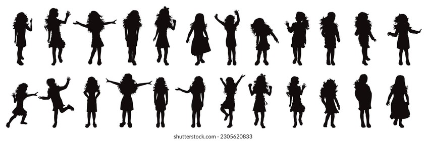 Satz von Vektorsilhouette von Kindern auf weißem Hintergrund. Symbol der Kindheit.