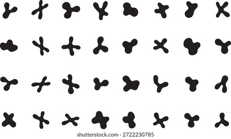 A set of vector silhouette design elements featuring chromosomes, genetics and biology related icons in a bundle