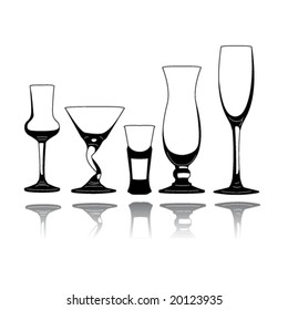 Satz von Vektorsilhouettenbrillen