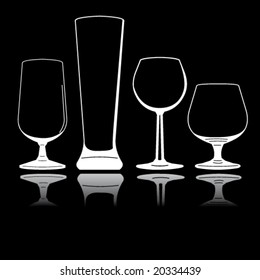 Conjunto de gafas de silueta vectorial