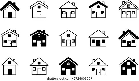 Conjunto de diseños de casa de silueta de Vector Paquete de ilustraciones caseras modernas