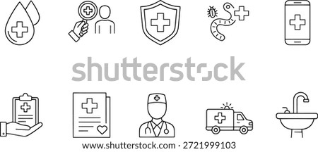A set of vector silhouette icons for bathroom design and hygiene, including toilet, sink, shower, and more
