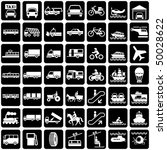 set of vector silhouette of icons with various symbols transports.