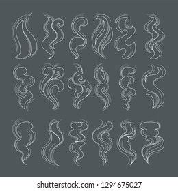 set of vector silhouette images of smoke