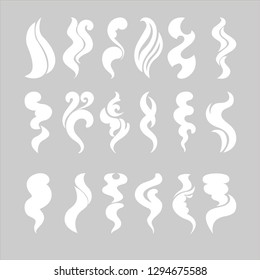 Set of vector silhouette images of smoke