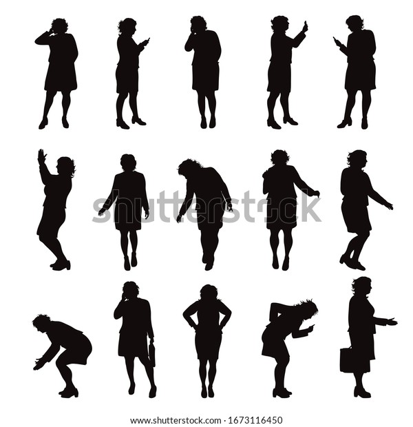 Set Vector Silhouette Obese Women On Stock Vector (Royalty Free) 1673116450