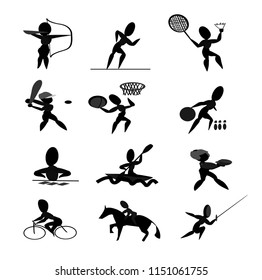 Set of vector silhouette. Sport icon on white background.