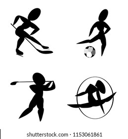 Set of vector silhouette. Sport icon on white background.