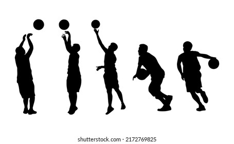 Set vector silhouettes of basketball