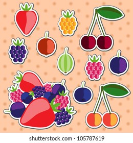 Set of vector silhouettes of berries. Icons on the food theme. Grouped for easy editing. In a gallery also Set of vector silhouettes of fruits.