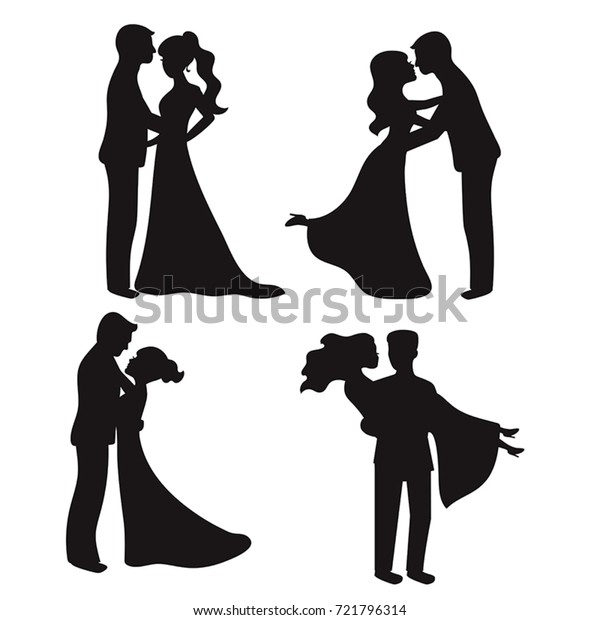 Set Vector Silhouettes Bride Groom Wedding Stock Vector (Royalty Free ...