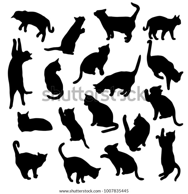 Image Vectorielle De Stock De Ensemble De Silhouettes Vectorielles Du Chat