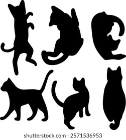 a set of Vector silhouettes of cats