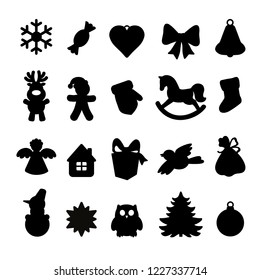 Set of  vector silhouettes of Christmas and New Year symbols isolated on white.