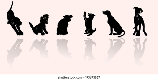 Set of Vector Silhouettes of dogs