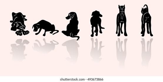 Set of Vector Silhouettes of dogs